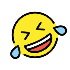 Sich vor Lachen auf dem Boden wälzendes Gesicht Emoji Openmoji