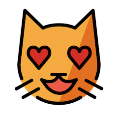 Tête de chat souriant aux yeux en forme de cœur on Openmoji
