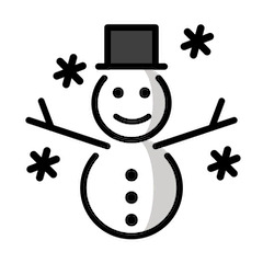 Bonhomme de neige avec flocons Émoji Openmoji
