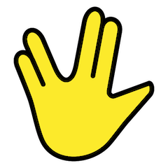 Mano con los dedos separados entre el corazón y el anular Emoji Openmoji