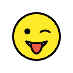 Cara a piscar o olho com a língua de fora Emoji Openmoji