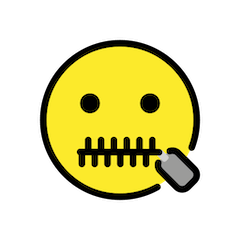 Cara com fecho‑éclair na boca Emoji Openmoji