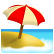 Пляж с зонтиком Эмодзи на телефонах Samsung
