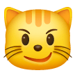 Cara de gato con sonrisa de suficiencia Emoji Samsung
