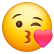 Лицо, посылающее воздушный поцелуй Эмодзи на телефонах Samsung