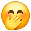 Faccina che arrossisce con la mano sopra alla bocca Emoji Samsung