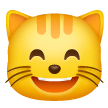 😸 Cara de gato com sorriso a mostrar os dentes Emoji nos Samsung
