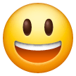 Широко улыбающееся лицо с открытым ртом Эмодзи на телефонах Samsung