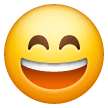 Широко улыбающееся лицо с зажмуренными глазами Эмодзи на телефонах Samsung