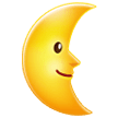 🌜 Luna en cuarto menguante con cara Emoji en Samsung