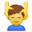 Homem a receber uma massagem na cabeça Emoji Samsung