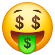 🤑 Cara con el símbolo del dolar en la boca Emoji en Samsung