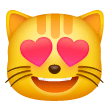 Tête de chat souriant aux yeux en forme de cœur Émoji Samsung