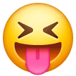 Faccina con gli occhi chiusi che fa la linguaccia Emoji Samsung