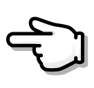 Dorso da mão com dedo indicador a apontar para a esquerda Emoji SoftBank