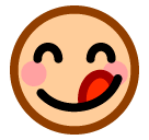 Улыбающееся лицо, облизывающее губы Эмодзи в SoftBank