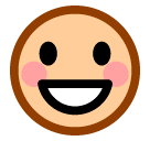 Широко улыбающееся лицо с открытым ртом Эмодзи в SoftBank