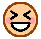 Cara com sorriso a mostrar os dentes e os olhos bem fechados Emoji SoftBank