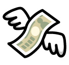 💸 Fajo de dinero con alas Emoji en SoftBank