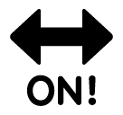 Freccia nera bidirezionale con la parola ON e il punto esclamativo Emoji SoftBank