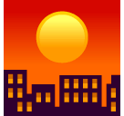 Puesta de sol sobre edificios Emoji SoftBank