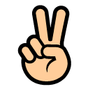 ✌️ Mano haciendo el símbolo de la paz Emoji en SoftBank