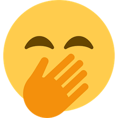 Cara ruborizada con una mano tapando la boca Emoji Twitter
