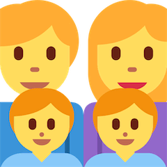 👨‍👩‍👦‍👦 Familia con la madre, el padre y dos hijos Emoji en Twitter