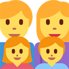 Familie mit Mutter, Vater, Sohn und Tochter Emoji Twitter