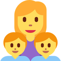 👩‍👦‍👦 Familie mit Mutter und zwei Söhnen Emoji auf Twitter