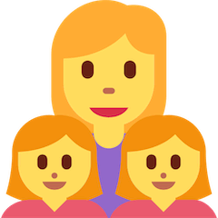 👩‍👧‍👧 Familia con una madre y dos hijas Emoji en Twitter