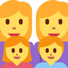 👩‍👩‍👧‍👦 Keluarga Dengan Dua Ibu, Anak Laki-Laki Dan Perempuan Emoji Di Twitter