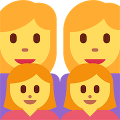 👩‍👩‍👧‍👧 Familie mit zwei Müttern und zwei Töchtern Emoji auf Twitter