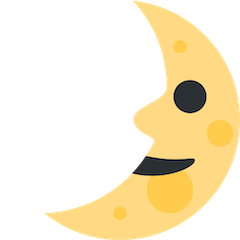 Primo quarto di luna con volto Emoji Twitter