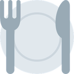 Fourchette et couteau avec assiette on Twitter