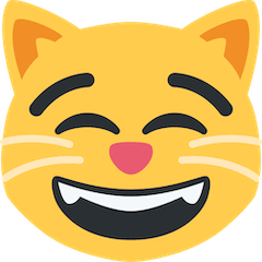😸 Широко улыбающаяся кошачья мордочка Эмодзи в Twitter
