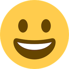 Cara com sorriso a mostrar os dentes Emoji Twitter