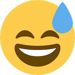 😅 Faccina che ride e strizza gli occhi con goccia di sudore Emoji su Twitter
