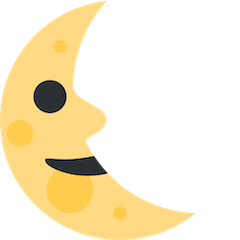 🌜 Luna en cuarto menguante con cara Emoji en Twitter