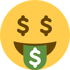 Gesicht mit Geldscheinmund Emoji Twitter