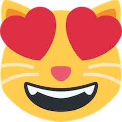 Muso di gatto sorridente con gli occhi a forma di cuore on Twitter
