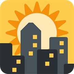 Pôr do sol sobre edifícios Emoji Twitter