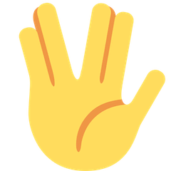 Mão aberta com separação entre o dedo médio e o anelar Emoji Twitter