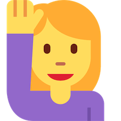 Женщина, поднимающая одну руку Эмодзи в Twitter