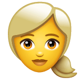 👱‍♀️ Mulher com cabelo louro Emoji nos WhatsApp