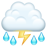 Nube con relámpago y lluvia Emoji WhatsApp