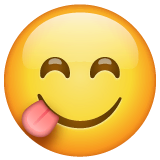 😋 Улыбающееся лицо, облизывающее губы Эмодзи в WhatsApp