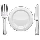🍽️ Cuchillo y tenedor con un plato Emoji en WhatsApp