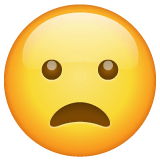 😦 Gesicht mit gerunzelter Stirn und geöffnetem Mund Emoji auf WhatsApp
