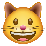 Счастливая кошачья мордочка Эмодзи в WhatsApp